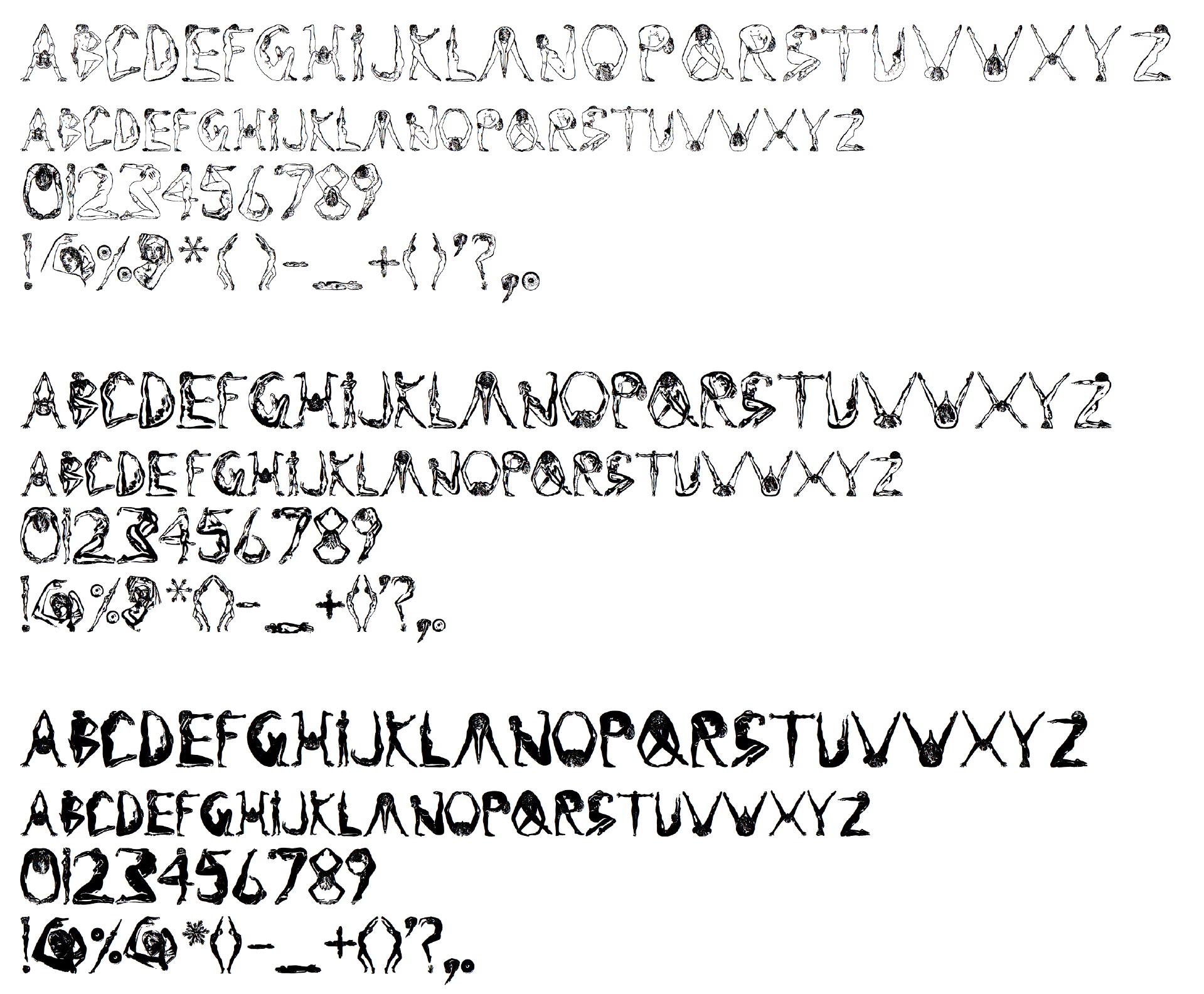 HumanAlphabet Font Examples